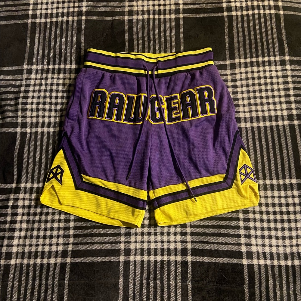 Rawgear Purple and Yellow Gym/Basketball Shorts